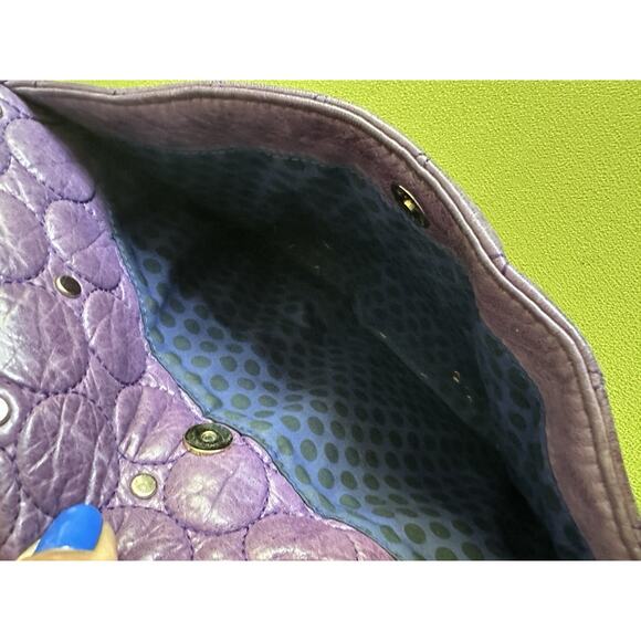 Rebecca Minkoff Studded Quilted Chain Strap Purple Leather Shoulder Bag - Picture 13 of 16